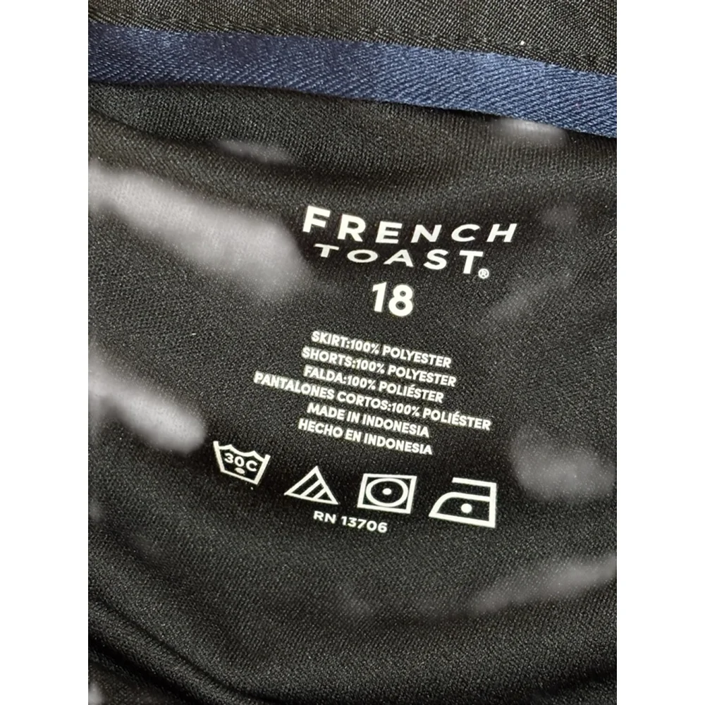 French Toast Girls Size 18 Black Knife-Pleated Two-Tab 1/4 Zip Uniform Skort
